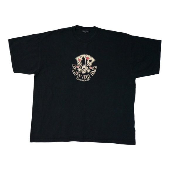 Steve & Barrys Play Or Die, Las Vegas Nevada, Skull Black Jack Tee Shirt Sz XXL - Picture 1 of 5